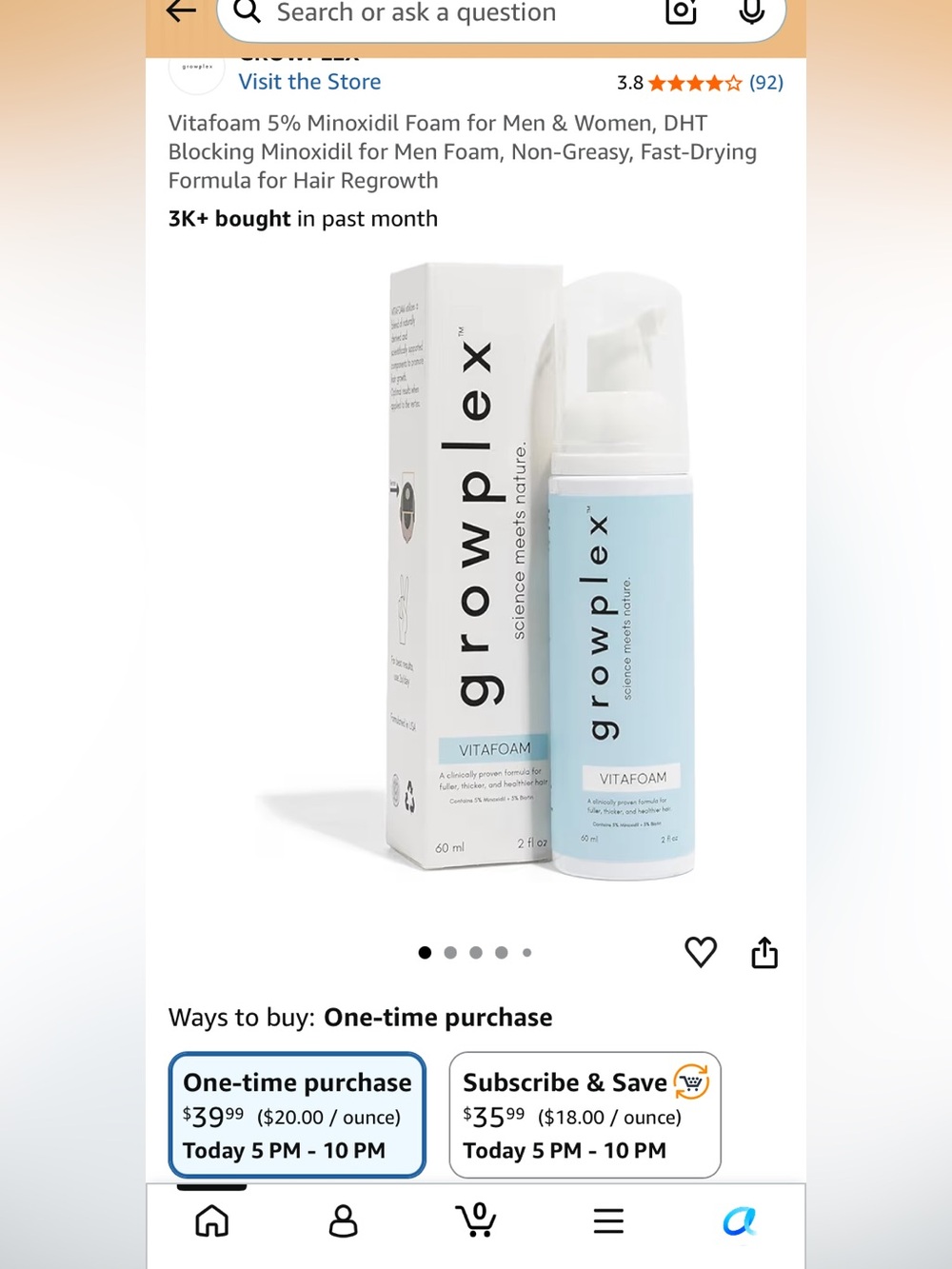 Growplex Vitafoam 60ml - Gentle Blue Foam for Hair Regrowth